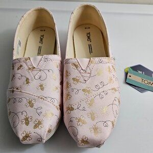 TOMS Alpargata Barely Pink Foil Bee Mine Print - Women's Size 7.5